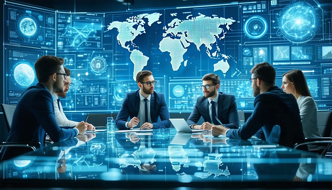 Business professionals analyzing process automation opportunities using AI